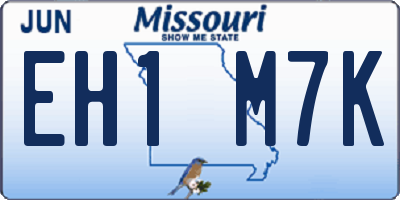 MO license plate EH1M7K