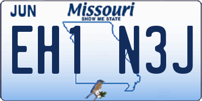 MO license plate EH1N3J