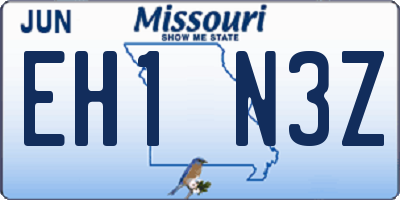 MO license plate EH1N3Z