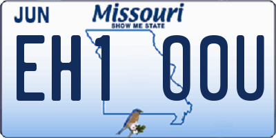 MO license plate EH1O0U