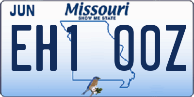 MO license plate EH1O0Z