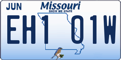 MO license plate EH1O1W