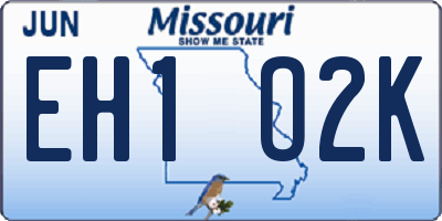 MO license plate EH1O2K