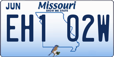 MO license plate EH1O2W