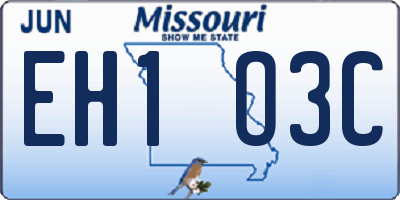 MO license plate EH1O3C