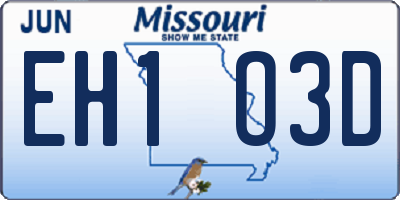 MO license plate EH1O3D