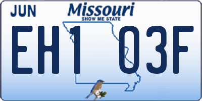 MO license plate EH1O3F