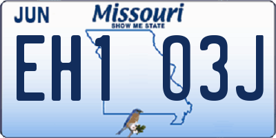 MO license plate EH1O3J