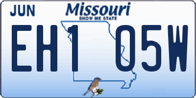 MO license plate EH1O5W