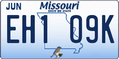 MO license plate EH1O9K