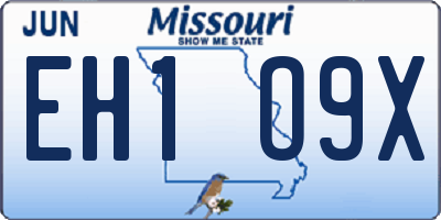 MO license plate EH1O9X