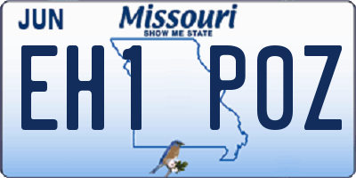 MO license plate EH1P0Z