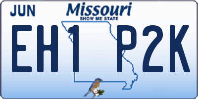 MO license plate EH1P2K