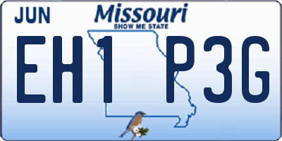MO license plate EH1P3G