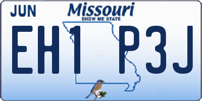 MO license plate EH1P3J