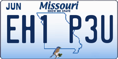 MO license plate EH1P3U