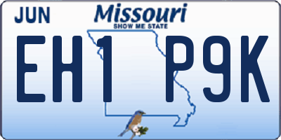 MO license plate EH1P9K