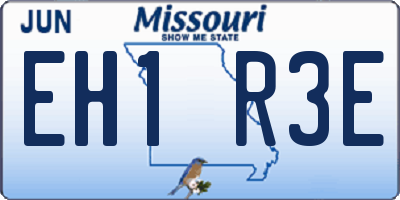 MO license plate EH1R3E