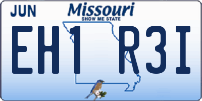 MO license plate EH1R3I