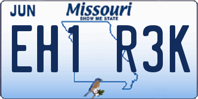 MO license plate EH1R3K
