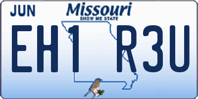 MO license plate EH1R3U