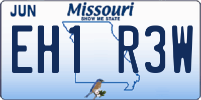 MO license plate EH1R3W