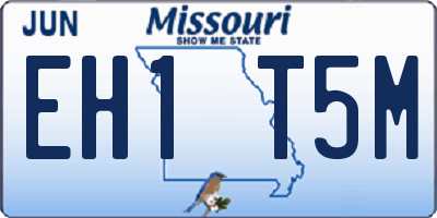 MO license plate EH1T5M