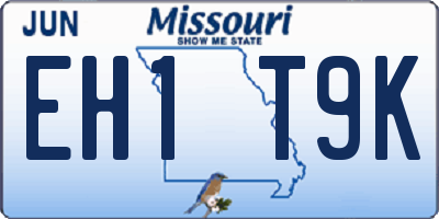 MO license plate EH1T9K