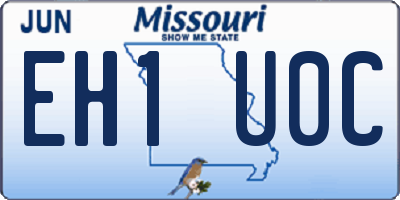 MO license plate EH1U0C
