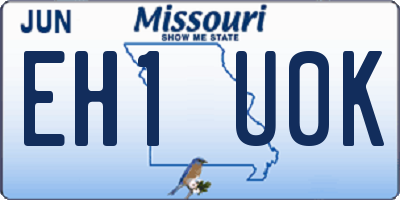 MO license plate EH1U0K