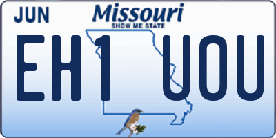 MO license plate EH1U0U