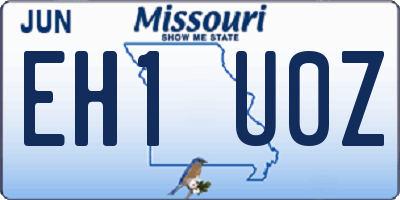MO license plate EH1U0Z