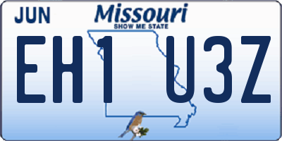 MO license plate EH1U3Z