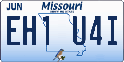 MO license plate EH1U4I
