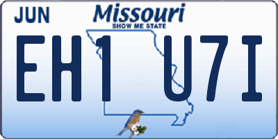 MO license plate EH1U7I