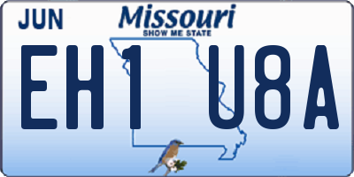 MO license plate EH1U8A