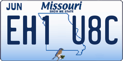 MO license plate EH1U8C