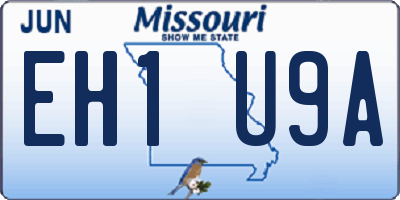 MO license plate EH1U9A