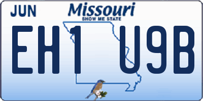 MO license plate EH1U9B