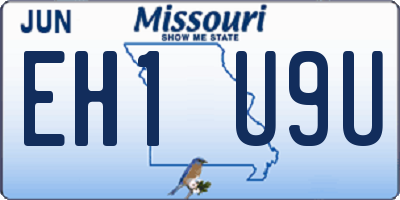 MO license plate EH1U9U