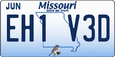 MO license plate EH1V3D