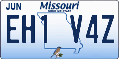 MO license plate EH1V4Z
