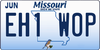 MO license plate EH1W0P