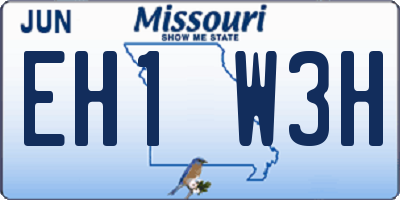 MO license plate EH1W3H