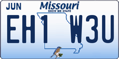 MO license plate EH1W3U