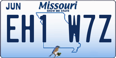 MO license plate EH1W7Z