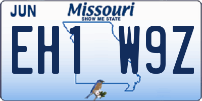 MO license plate EH1W9Z