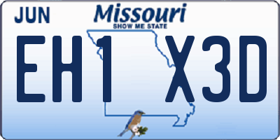 MO license plate EH1X3D