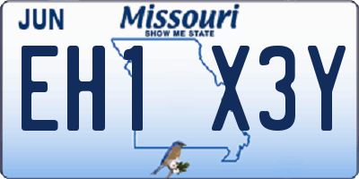 MO license plate EH1X3Y