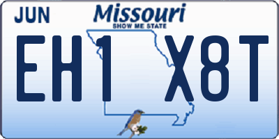 MO license plate EH1X8T